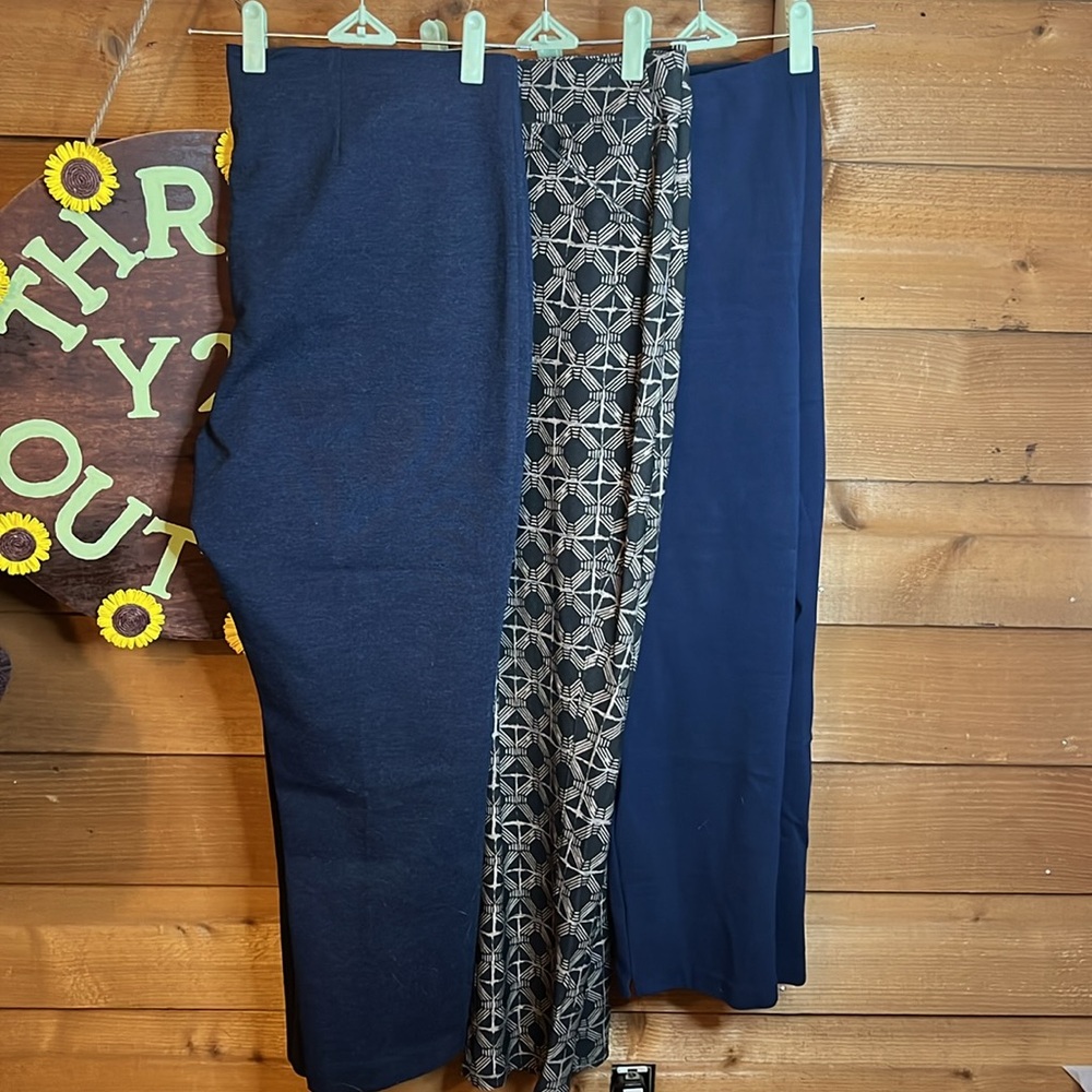 Chicos Bundle of 3 Size 3 Large 16 Stretch Pant Black High Rise Pocket Travelers